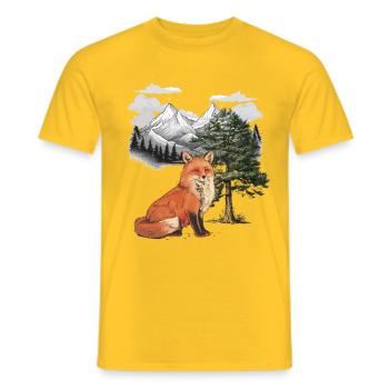 Fuchs Füchse Natur Märchen Wald Natur Baum - Männer T-Shirt - Gelb - Vorne - AI Model Male 178 dark (178cm)