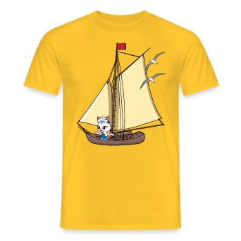 Cat Maritime Voilier Voilier Marin Ahoy - T-shirt homme - jaune - Devant - AI Model Male 178 dark (178cm)