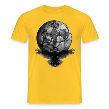 Raven Crow Kruez traverse la planète Halloween Raven - T-shirt homme - jaune - Devant - AI Model Male 178 dark (178cm)