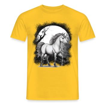 Licorne Licornes Conte de fées Cheval Chevaux Forêt - T-shirt homme - jaune - Devant - AI Model Male 178 dark (178cm)