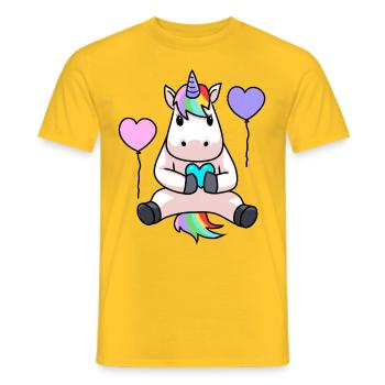 Unicorn Birthday Birthday Gift Kids - Men's T-Shirt - yellow - Front - AI Model Male 178 dark (178cm)