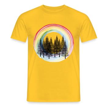 Fir Forest Rainbow Nature Lover - Men's T-Shirt - yellow - Front - AI Model Male 178 dark (178cm)