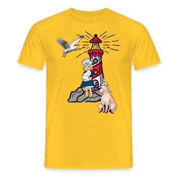Maritime Girl Lighthouse Seagull Sheep Coast Moin - Men's T-Shirt - yellow - Front - AI Model Male 178 dark (178cm)