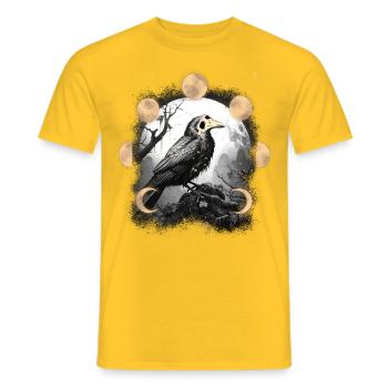 Crow Halloween Medieval Plague Moon Phase Raven - Men's T-Shirt - yellow - Front - AI Model Male 178 dark (178cm)