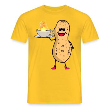 Erdnuss Erdnüsse Kaffee Kaffeetasse Guten Morgen - Männer T-Shirt - Gelb - Vorne - AI Model Male 178 dark (178cm)