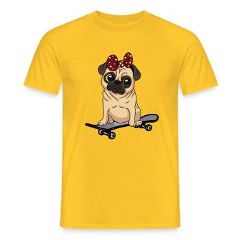 Pug Skater Skating Skateboard Kids Child Baby - Men's T-Shirt - yellow - Front - AI Model Male 178 dark (178cm)