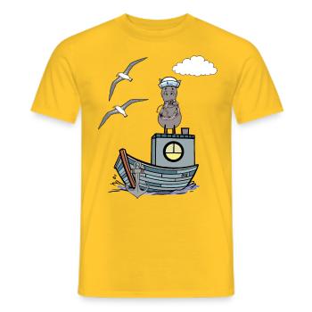 Seepferd Matrose maritim Kinder Kind Boot Ahoi - Männer T-Shirt - Gelb - Vorne - AI Model Male 178 dark (178cm)
