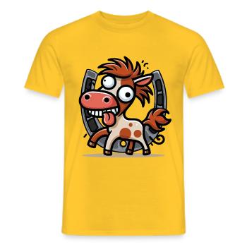 Lustiges Pferd Hufeisen Pferde Gaul Kind Kinder - Männer T-Shirt - Gelb - Vorne - AI Model Male 178 dark (178cm)