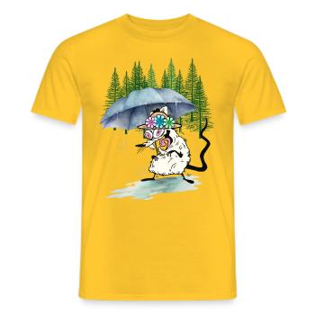 Wandern Maus Regenschirm Wanderung Wald Natur - Männer T-Shirt - Gelb - Vorne - AI Model Male 178 dark (178cm)