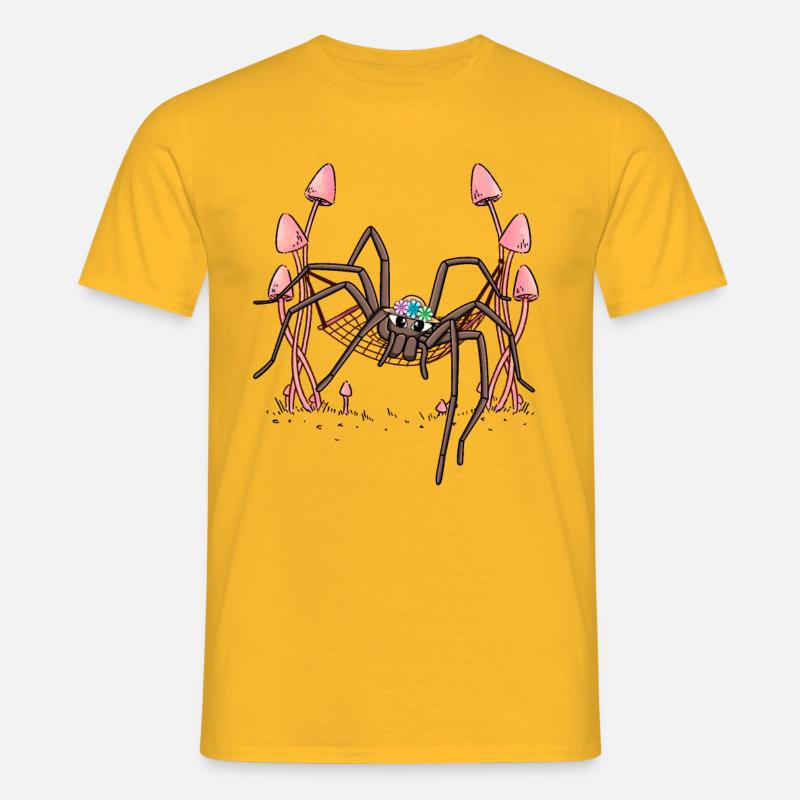 Spider Hanging Hammock Spider Web - Men's T-Shirt - yellow