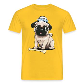 Chien Chiens Enfants Enfants Animaux de compagnie Carlin maritime - T-shirt homme - jaune - Devant - AI Model Male 178 dark (178cm)