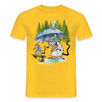 Freizeit Maus Mäuse Ratte Ratten Fanilie Skater - Männer T-Shirt - Gelb - Vorne - AI Model Male 178 dark (178cm)