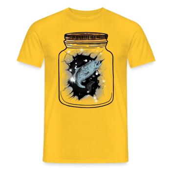 Fish Fish Angler Fishing - Men's T-Shirt - yellow - Front - AI Model Male 178 dark (178cm)