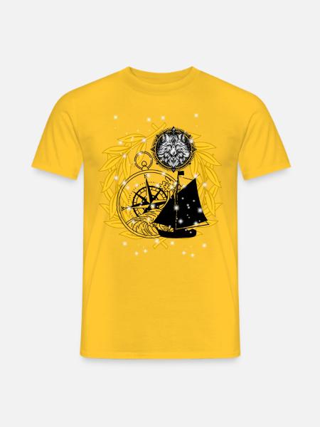 Seefahrt Kompass Segelschiff maritim - Männer T-Shirt - Gelb