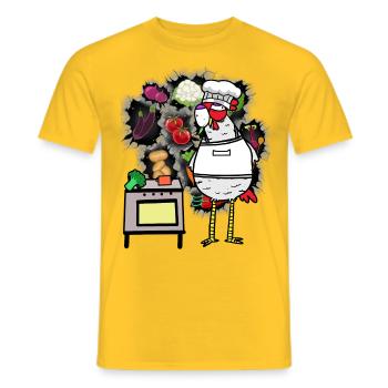 lustig Huhn Gastgeber Gemüse Köchin Koch spaßig - Männer T-Shirt - Gelb - Vorne - AI Model Male 178 dark (178cm)