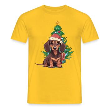 Chien de compagnie Noël Chiens Noël Père Noël - T-shirt homme - jaune - Devant - AI Model Male 178 dark (178cm)