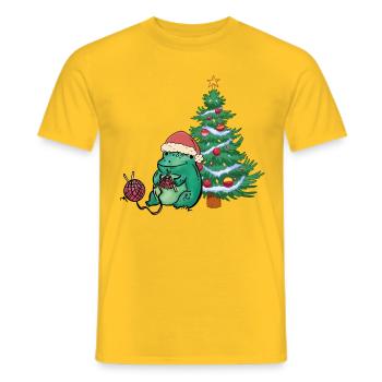 Nikolaus Frosch Frösche Weihnachten stricken - Männer T-Shirt - Gelb - Vorne - AI Model Male 178 dark (178cm)