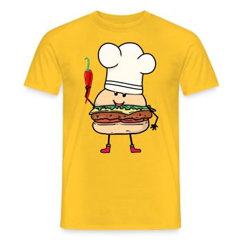 Chilli Cook Cooks Cook Burger Kitchen Cooking - Men's T-Shirt - yellow - Front - AI Model Male 178 dark (178cm)