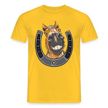 Cheval Chevaux Poney Ferme Centre équestre Cavalier - T-shirt homme - jaune - Devant - AI Model Male 178 dark (178cm)