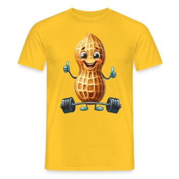 Peanut Bodybuilder Pouces vers le haut GYM Bodybuilder - T-shirt homme - jaune - Devant - AI Model Male 178 dark (178cm)