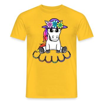 Unicorn Horse Horseshoe Kids Child Baby Mythical Creature - Men's T-Shirt - yellow - Front - AI Model Male 178 dark (178cm)
