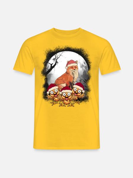 Weihnachtsmann Fuchs Hühner Huhn Nikolaus - Männer T-Shirt - Gelb