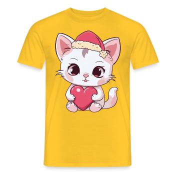 Noël pour les enfants Enfant Chat Chats Noël - T-shirt homme - jaune - Devant - AI Model Male 178 dark (178cm)