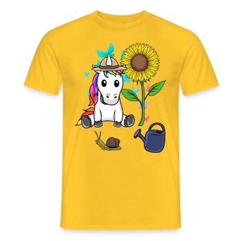 Unicorn Gardener Nature Garden Sunflower Child - Men's T-Shirt - yellow - Front - AI Model Male 178 dark (178cm)