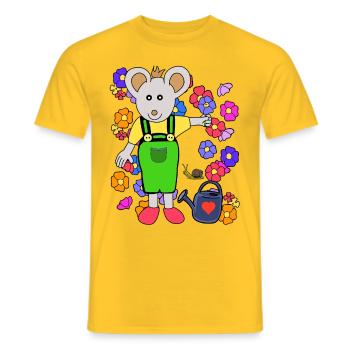 Maus Gärtner Sommer Blumen Gartenarbeit Kinder - Männer T-Shirt - Gelb - Vorne - AI Model Male 178 dark (178cm)