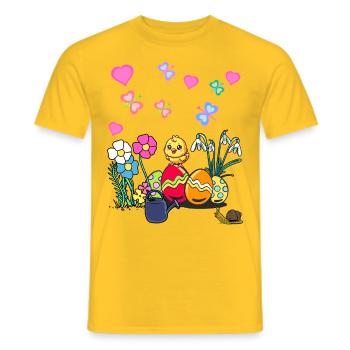 Poussin de Pâques Oeufs de Pâques Enfants Enfant - T-shirt homme - jaune - Devant - AI Model Male 178 dark (178cm)