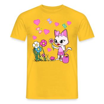 Chat Chats Enfant Enfants Bébé - T-shirt homme - jaune - Devant - AI Model Male 178 dark (178cm)