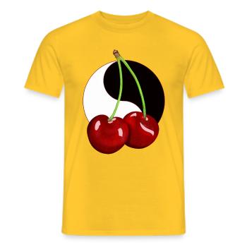 Rockabilly Retro Vintage Kirsche Kirschen Obst - Männer T-Shirt - Gelb - Vorne - AI Model Male 178 dark (178cm)