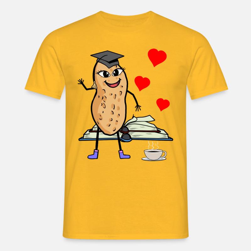 Erdnuss Studentin Studieren Studium Uni - Männer T-Shirt - Gelb