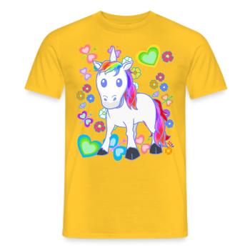 Licorne Licornes Été Enfants Enfant Poney Cheval - T-shirt homme - jaune - Devant - AI Model Male 178 dark (178cm)