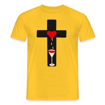 Cross Crosses Crucifix Horror Halloween - Men's T-Shirt - yellow - Front - AI Model Male 178 dark (178cm)