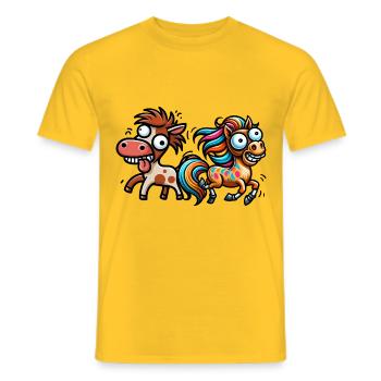Crazy Horses Cavalier Cavalier Cheval Poney - T-shirt homme - jaune - Devant - AI Model Male 178 dark (178cm)