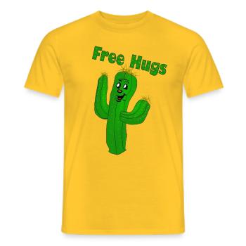 Free Hugs - Cactus Hug - all colors fun4m3 - Men's T-Shirt - yellow - Front - AI Model Male 178 dark (178cm)