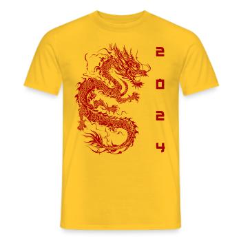 Chinese New Year Year Year of the Dragon 2024 Zodiac - Men's T-Shirt - yellow - Front - AI Model Male 178 dark (178cm)