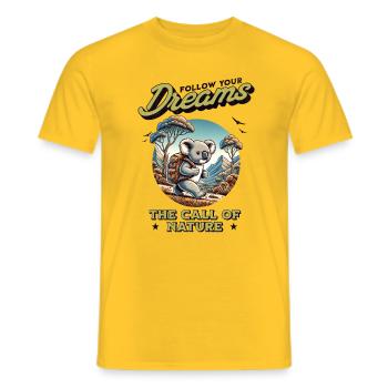 Koala - Follow Your Dreams - Nature Wildlife - Men's T-Shirt - yellow - Front - AI Model Male 178 dark (178cm)