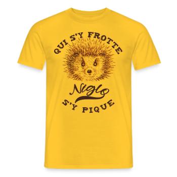 Niglo.. He who plays with fire gets burnt - Men's T-Shirt - yellow - Front - AI Model Male 178 dark (178cm)