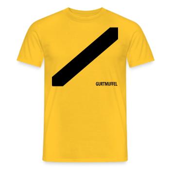 Muffle ceinture - cadeaux pour les personnes sans ceinture - T-shirt homme - jaune - Devant - AI Model Male 178 dark (178cm)