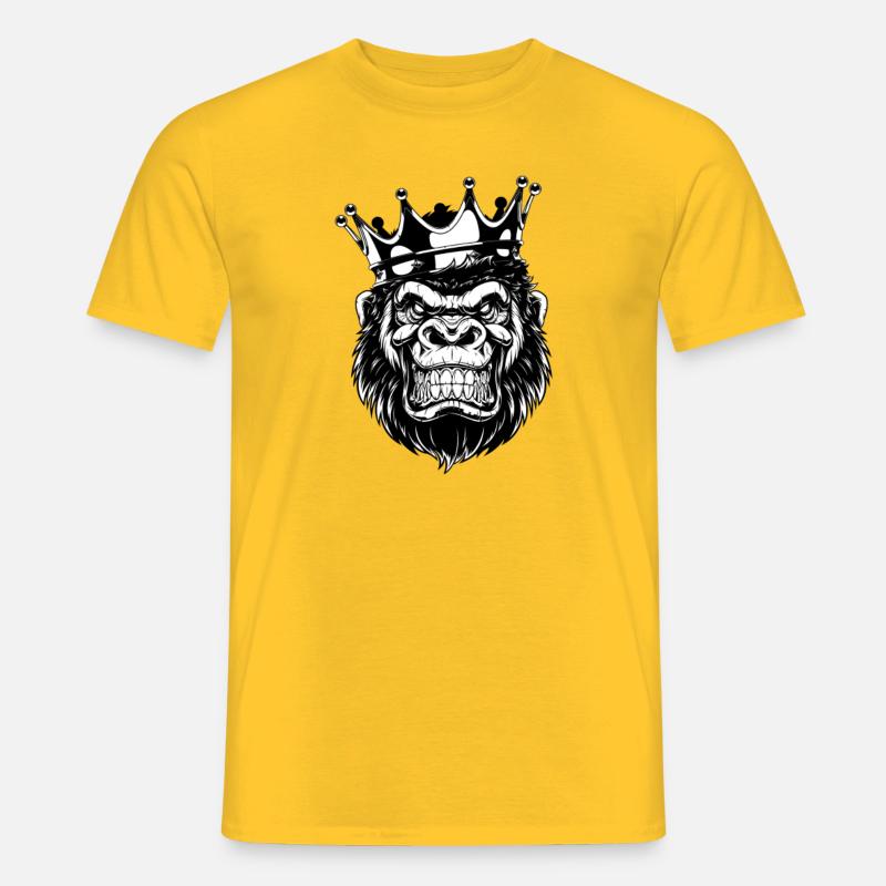 Gorilla mit Krone - Männer T-Shirt - Gelb