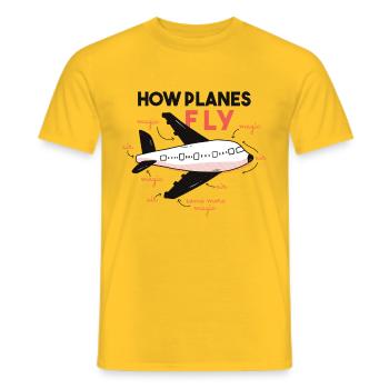 Fun how to fly airplanes T-shirt airplane - Men's T-Shirt - yellow - Front - AI Model Male 178 dark (178cm)