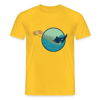 Chemises et cadeaux de kitesurfer avec embarquement de cerf-volant - T-shirt homme - jaune - Devant - AI Model Male 178 dark (178cm)