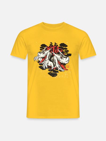 Japanische Drachen mit wildem Look und japanisch - Männer T-Shirt - Gelb