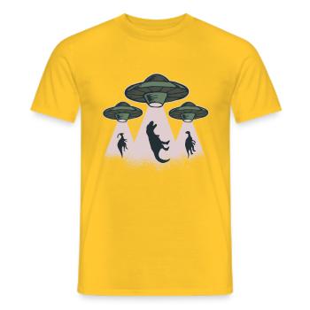 Les dinosaures OVNI sont enlevés par l’OVNI alien - T-shirt homme - jaune - Devant - AI Model Male 178 dark (178cm)