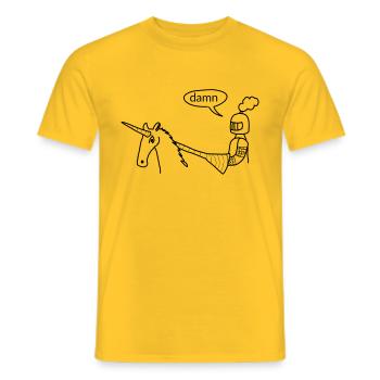 Wie das Einhorn entstand Lustig - Männer T-Shirt - Gelb - Vorne - AI Model Male 178 dark (178cm)