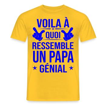 Papa génial - T-shirt homme - jaune - Devant - AI Model Male 178 dark (178cm)