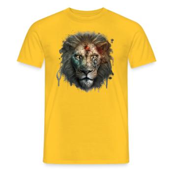 Zombielöwe: Schrecklicher König der Wildnis - Männer T-Shirt - Gelb - Vorne - AI Model Male 178 dark (178cm)