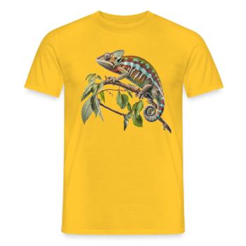 The chameleon look - Men's T-Shirt - yellow - Front - AI Model Male 178 dark (178cm)